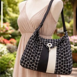 kate spade Black & Cream Patterned Hobo Shoulder Bag